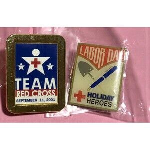 2 Red Cross Nursing Pins TEAM RED CROSS -Sept 11, and Holiday Heroes  Labor Day
